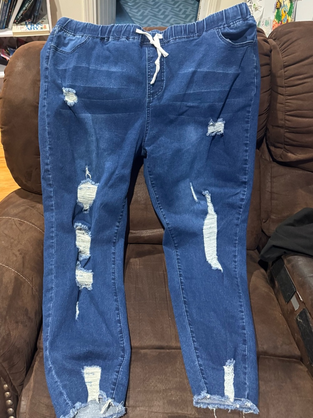 SHEIN Distressed Dark Blue Skinny Jeans - Picture 4 of 4